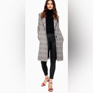 Topshop Plaid Overcoat